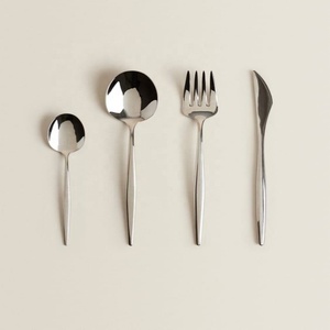 18/10 Stainless Steel Portuguese Modern Design Wedding Cutlery <b>Set</b> 4-Piece Black Gold Mirrored Finish Portable <b>Flatware</b> <b>Set</b> - Product Image 3