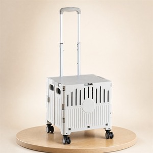 Foldable <b>Shopping</b> Cart with Adjustable Handle Portable Rolling <b>Trolley</b> 4 Wheels for Travel Storage - Product Image 2