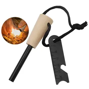 KongBo Wholesale Outdoor Camping Survival Tools Scraper EDC Bushcraft Wood Handle Fire Starter