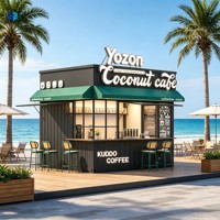 Bar en conteneur préfabriqué moderne, café en plein air, restaurant, kiosques, magasin mobile, bureau modulaire pour la vente au détail sur la plage