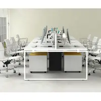 Oficinas modulares القياسية مكتب عمل أبعاد 8 شخص محطة عمل مكتب عمل s الأبيض