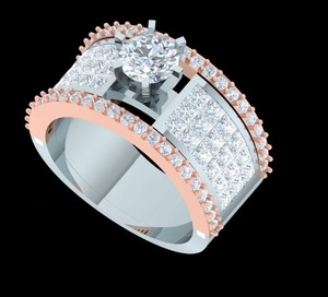 Sophisticated Vintage White Gold Engagement <b>Ring</b> with Diamond Sterling Silver Bands for Anniversary and Wedding - Product Image 2