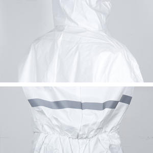 ชุ<span class=keywords><strong>ด</strong></span>ป้องกันแบบใช้แล้วทิ้งแบบมีซิปมีฮู้<span class=keywords><strong>ด</strong></span>สติกเกอร์สีเทาสะท้อนแสงฟิล์มระบายอากาศได้แบบชิ้นเดียว - Product Image 5