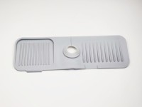 Tapis de drainage réutilisable en silicone gris classique, résistant à la chaleur, pour évier de cuisine, protection anti-éclaboussures, support de savon à vaisselle et support de robinet