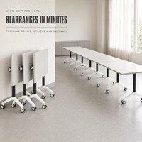 Table de conférence pliable moderne, rectangulaire, mobile, avec pieds en fer, pour bureau, hôtel, école