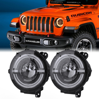 Feux de route LED 60W 9 pouces Accessoires de voiture 2022 Phares LED Thar avec doubles anneaux halo pour Jeep Wrangler