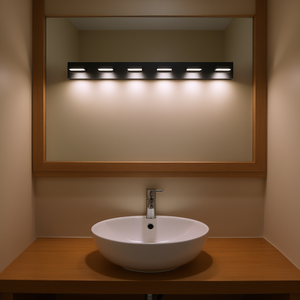 Applique murale LED moderne à 6 lumières pour salle de bain, finition fer noir mat, intensité réglable, lampe de miroir 110V IP54 - Product Image 2