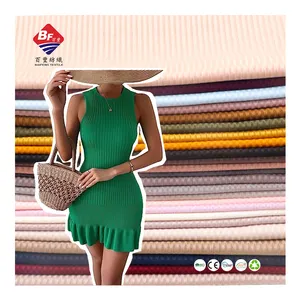 OEM Knit Fabric Factory Passen Sie 95% Polyester 5% Spandex Plain Dyed 4*2 Rib Single Jersey Stoff für Sweater Dress Garment an