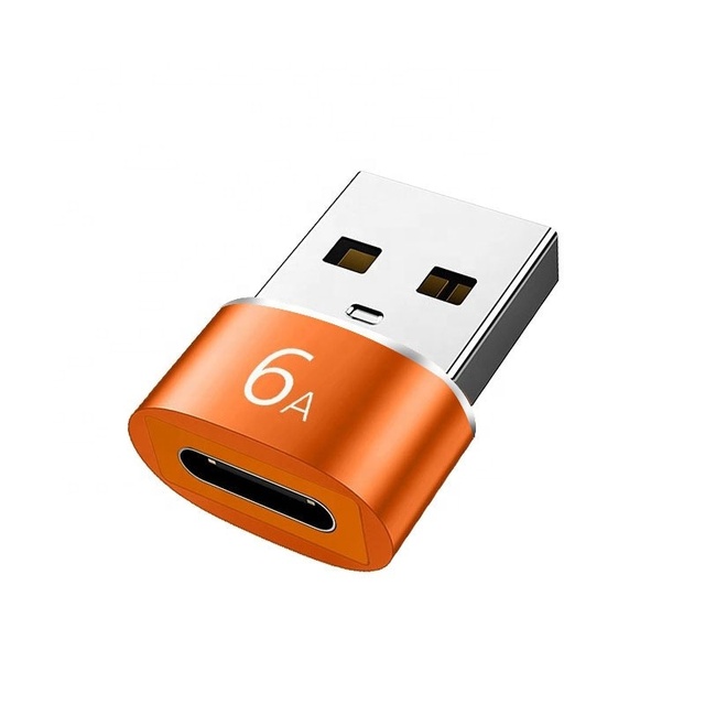 6A OTG Aluminum Alloy Type C Female to USB a Male Adapter Fast Charger Cable for iPhone 11 12 13 14 for Samsung DC Output
