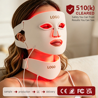 Masque de luminothérapie rouge avec panneau pour le cou et la poitrine, appareil de luminothérapie LED pour les soins de beauté à domicile