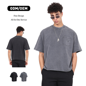 เสื้อยืดแขนสั้นผู้ชายสไตล์วินเทจซัมเมอร์ ผ้าฝ้าย 100% ขอบเสื้อเจียรแต่งมุมเฉียง มีกระเป๋าเสื้อ - Product Image 1