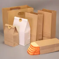 Биоразлагаемые пакеты из крафт-бумаги для фаст-фуда с красным принтом на заказ, бумажный пакет, высококачественный пакет для пищевых продуктов
