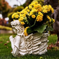 Jardinières à ailes d'ange avec mains fermées, pour prière, buste d'ange, jardin, jardinières de Statue