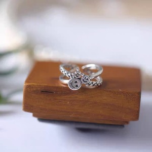 S925 Sterling Silver Women's <b>Ring</b> Smiley Face <b>Open</b> Finger Fashionable Everyday Wear - Product Image 2
