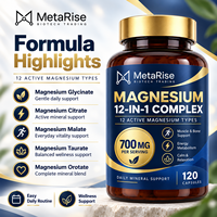 Complément Alimentaire Multi-Minéraux en Capsules de Magnésium Complexe 12 Formes, Marque Privée OEM, 120 Comprimés