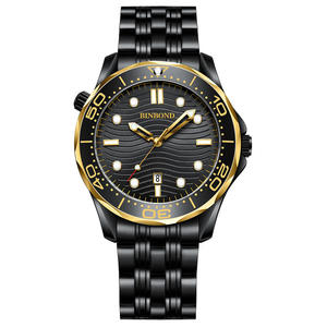 Reloj de Cuarzo para Hombre B2820 con Correa de Acero Inoxidable, Esfera Giratoria con Brillo Dorado, Cristal Resistente al Agua, Estilo Ejecutivo - Product Image 4