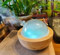 Diffuseur d'arôme en bois de bambou naturel de luxe humidificateur d'air diffuseur d'huile essentielle en verre purificateur d'air 7 couleurs lumière LED