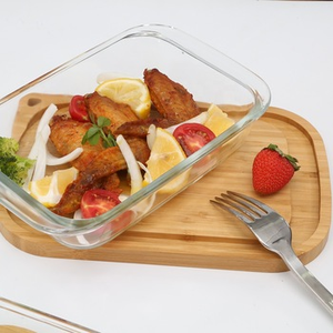 Plat de cuisson ovale en verre Jasper/poêle à lasagne avec couvercle en bambou naturel utensilios para hornear de vidri - Product Image 5
