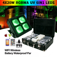 Lot de 10 projecteurs LED PAR étanches avec télécommande sans fil et application, 4x20W RGBWA UV 6-en-1 DMX, pour scène, discothèque, mariage et fête
