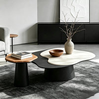 Ensemble de table basse en travertin en forme de nuage Wabi Sabi pour un salon minimaliste