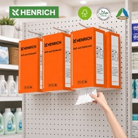 HENRICH Lot de 3 paquets de mouchoirs faciaux suspendus, 4 plis, épaissis, à fixation murale, extraction par le bas, en pâte de bois vierge, pour bureau et hôtel