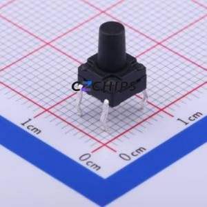 TC-FS66D-B-K Tactile Switch Through hole Component (THT)-4P,6x6mm Switch Single Pole Single Throw Round Button 1.6N Through Hole - Product Image 1