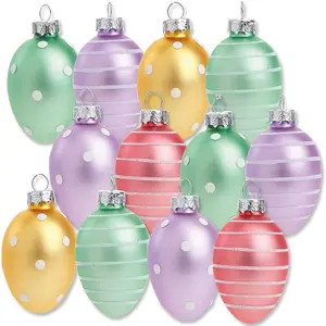 2023 Pastel Frost Hand Brown Glass Easter Egg Ornaments Holiday Home Decor Spring Mini Tree Decoration Fiberglass Outdoor Indoor