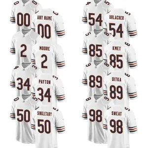2024 남자의 화이트 시카고 곰 팀 저지 사용자 정의 미국 축구 셔츠 수 놓은 도매