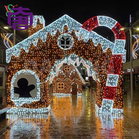 Décoration de Noël extérieure pour centre commercial, maison en pain d'épices 3D à LED, indice de protection IP65, couleur personnalisable, structure en fer, facile à installer