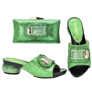 Designer Luxury Ladies Brand Italian Napoli African Party Emerald Green Matching Womens Dress Shoes And Bags