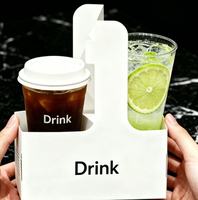 Support de transport pour tasses à café, thé, lait en carton blanc personnalisé pour vente à emporter