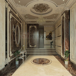 Palazzo di lusso in marmo Design del pavimento mosaico a getto d'acqua scuro Emperador piastrelle di marmo - Product Image 5