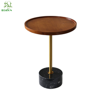 Table basse d'appoint de salon en bois rond avec plateau en noyer vintage de luxe et base en marbre, petite table de café pour la maison - Offre Spéciale