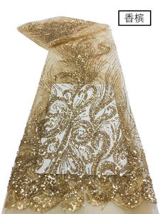 Perle Broderie Paillettes Maille Tissu Dentelle Robe De Mariée En Trois Dimensions Fleur Tissu a Paillettes Brode De Perles - Product Image 6