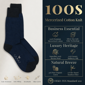 Chaussettes habillées de luxe pour hommes - Talon renforcé, bout renforcé, antidérapantes, ajustement sécurisé, respirantes, antibactériennes, chaussettes fines d'été - Product Image 2