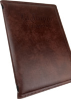 Couverture de livre de Menu de dossier en cuir PU de haute qualité personnalisée pour les restaurants porte-fichier de documents avec logo en relief personnalisé