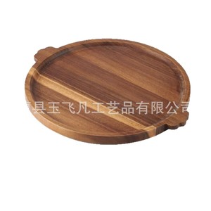 Acacia Wood <b>Round</b> <b>Serving</b> <b>Tray</b> With Handle 38cm For Restaurant Use - Product Image 5