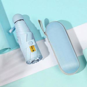 Mini Small and Convenient Ultralight Uv Protection <b>Pocket</b> Five-Folding Simple New Style Capsule Umbrella With Logo - Product Image 6