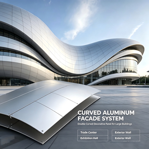 Système de façade murale en aluminium courbé, panneau mural extérieur thermolaqué pour appartement, villa, bâtiment commercial - Product Image 1