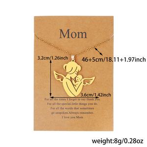 Collana con Ciondolo Regolabile da Donna per la Festa della Mamma, in Acciaio Inossidabile Placcato Oro 18K, con Ali e Catena a Bambù, Regalo per Mamma e Bambino - Product Image 4
