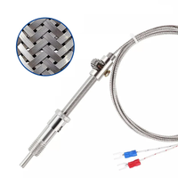 Sensor de Temperatura Termopar Tipo K E M12 con Resorte de Compresión, Cable Blindado, Sensor FX, Sonda de Acero Inoxidable 304