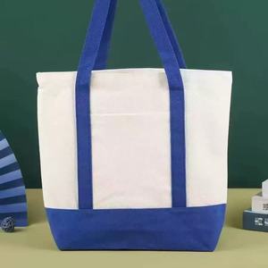 Custom Cotton Canvas Tote <strong>Bags</strong> with Logo Printing Blank <strong>Plain</strong> Pocket and Zipper Shoulder <strong>Handle</strong> Letter Pattern - Product Image 4