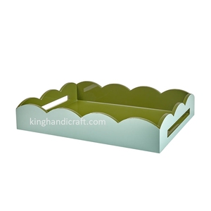 Plateau rectangulaire en bois laqué moderne, écologique, recyclable, durable, fait à la main, de qualité commerciale, pour servir les aliments - Product Image 5