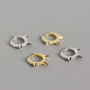 Dylam Personalized Solid 925 Sterling Silver Rhodium 18K Gold Plated 5A Zirconia <b>Tiny</b> Punk Rivet <b>Hoop</b> <b>Earrings</b> - Product Image 4