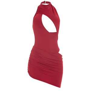 Robe d'été sexy Viviblook D26DS097 pour femme, couleur unie, dos nu, sans manches, mini-robe moulante pour dames - Product Image 6