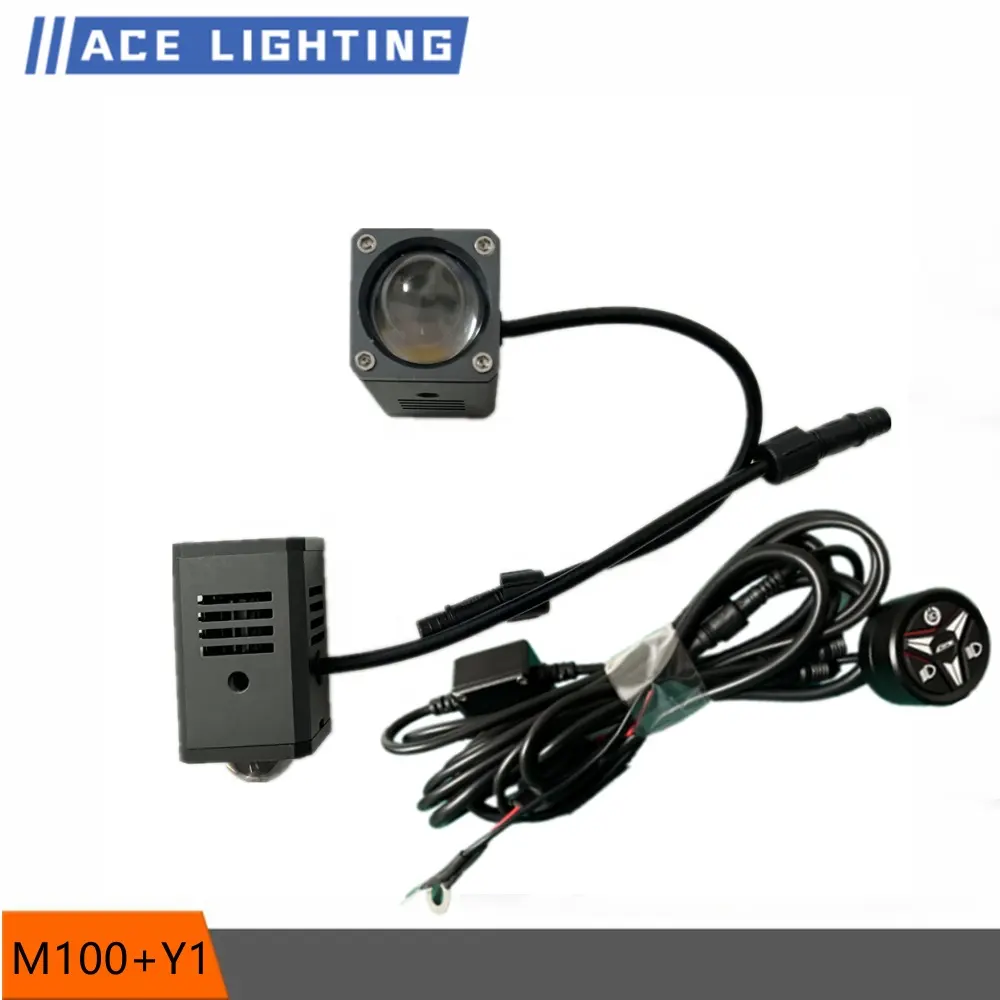 M100 MINI Driving Light Kit with Y1 Switch Harness M100+Y1 Bi-LED Projector ACEON Dual Color Auxiliary Light 60W for Motorcycles