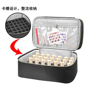 <b>Nail</b> <b>Polish</b> Storage Case With <b>Organizer</b> For Beauty Tools And Manicure Equipment Medium Size Nylon Zipper Closure Soft Handle - Product Image 4