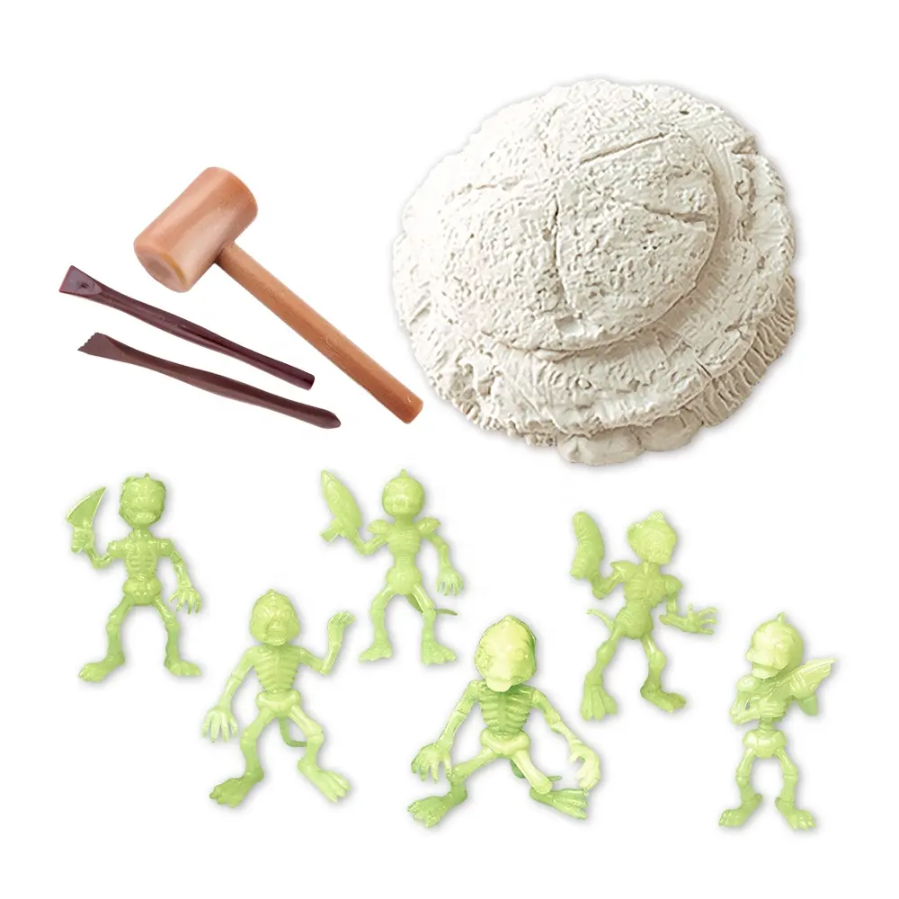 Kit de excavación de fósil para niños, regalo de Ciencia de arqueología, figura de acción personalizada de excavación, juguete de alien para excavación