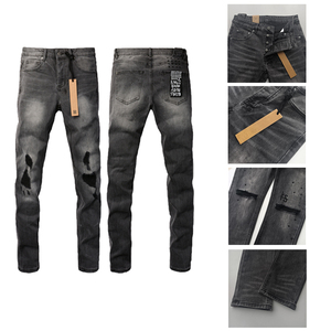 Pantalones Vaqueros Ksubiess de Cintura Media, Tejidos, Vintage, Rotos, Ajustados, para Hombre, Estilo Y2K, Streetwear, Hip Hop - Product Image 1