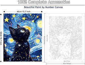 Kit Pittura a Numeri '<span class=keywords><strong>Notte</strong></span> <span class=keywords><strong>Stellata</strong></span>' di Van Gogh - Set Completo per Adulti con Tela e Colori Acrilici - Product Image 5